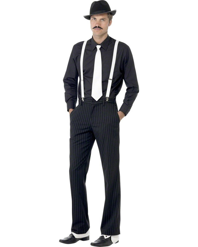 1920s Gangster Costume Accessories Set - Instant Suspenders, Tie, Spats & Mustache Kit for Roaring 20s Party, Halloween & Cosplay