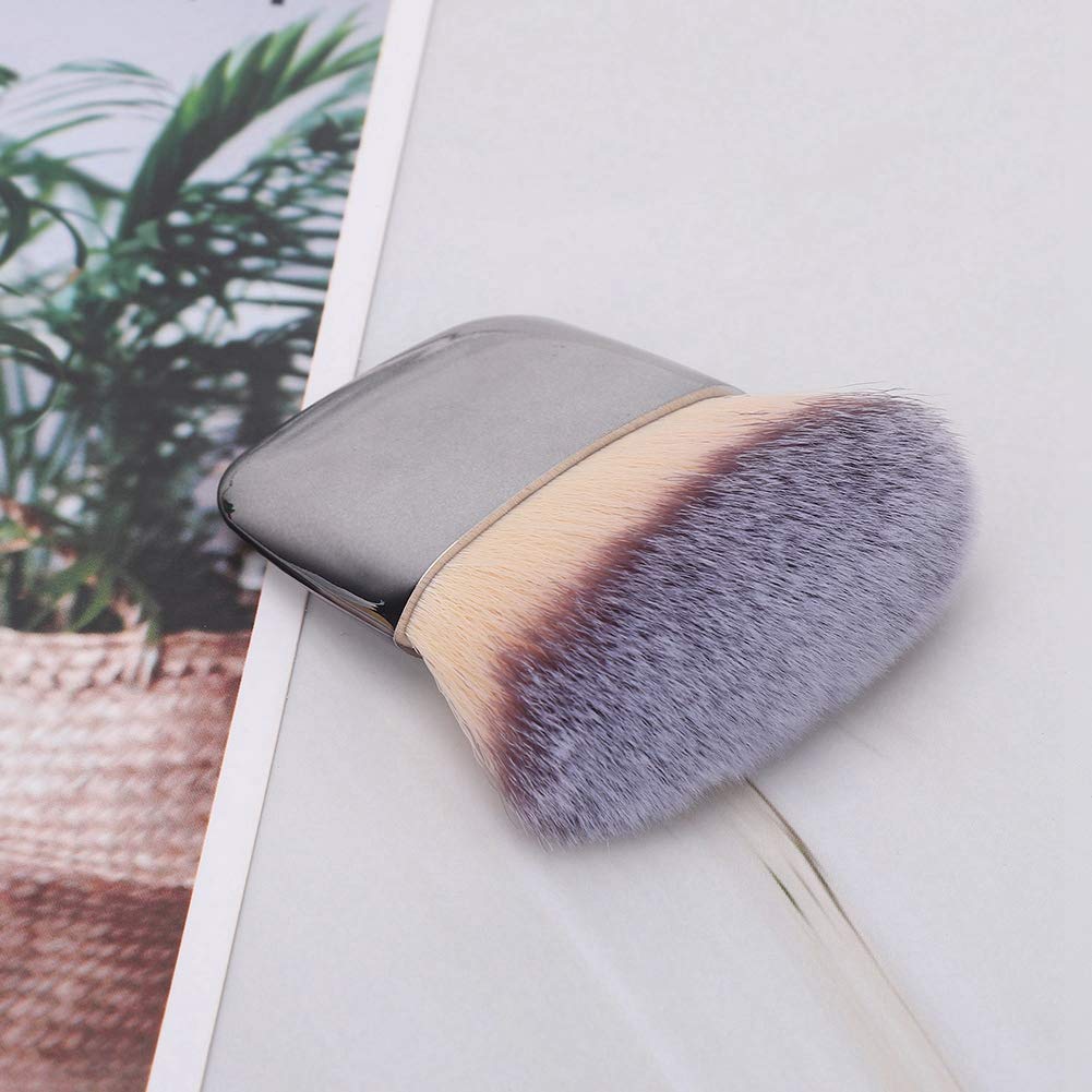 Premium Dual-Ended Makeup Brush - Soft Bristles for Loose Powder & Blush - Perfect for Liquid, Cream & Powder Cosmetics - Professional Beauty Tool for Flawless Blending (Silver) - Ideal for Everyday Makeup & Travel Touch-Ups
