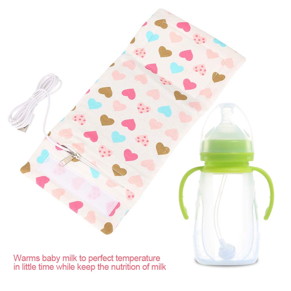 Portable USB Rechargeable Baby Bottle Warmer - Foldable Milk Bottle Heater for Travel, Car & Long Trips | Fast Heating Cloth Bag Design for On-the-Go Parents | Perfect for Road Trips, Airplane Travel & Outdoor Feeding