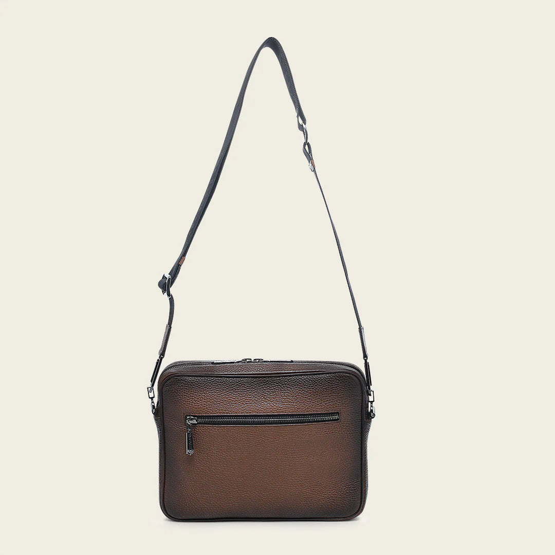 BOC30RS Genuine Cowhide Crossbody Messenger Bag for Men & Women - Stylish Casual Fashion Honey Brown Leather Shoulder Bag - Perfect for Work, Travel & Everyday Use