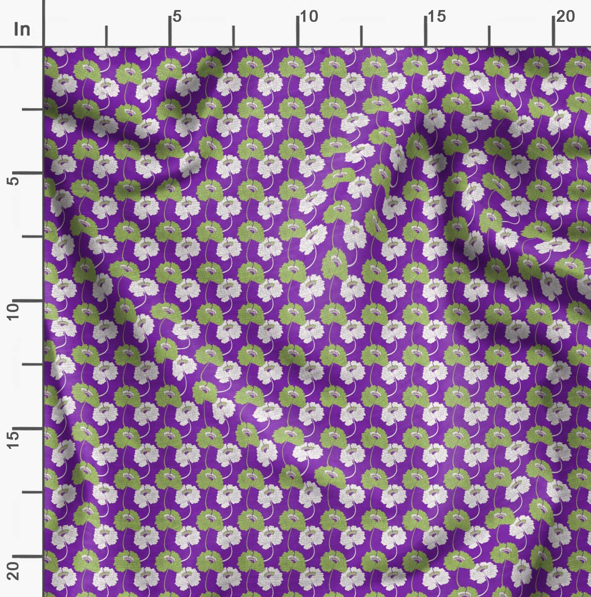 Soimoi Moss Georgette Purple Floral Printed Fabric - 42 Inch Wide by The Yard - Lightweight & Romantic Floral Pattern Material for Dresses, Scarves, Curtains & DIY Crafts