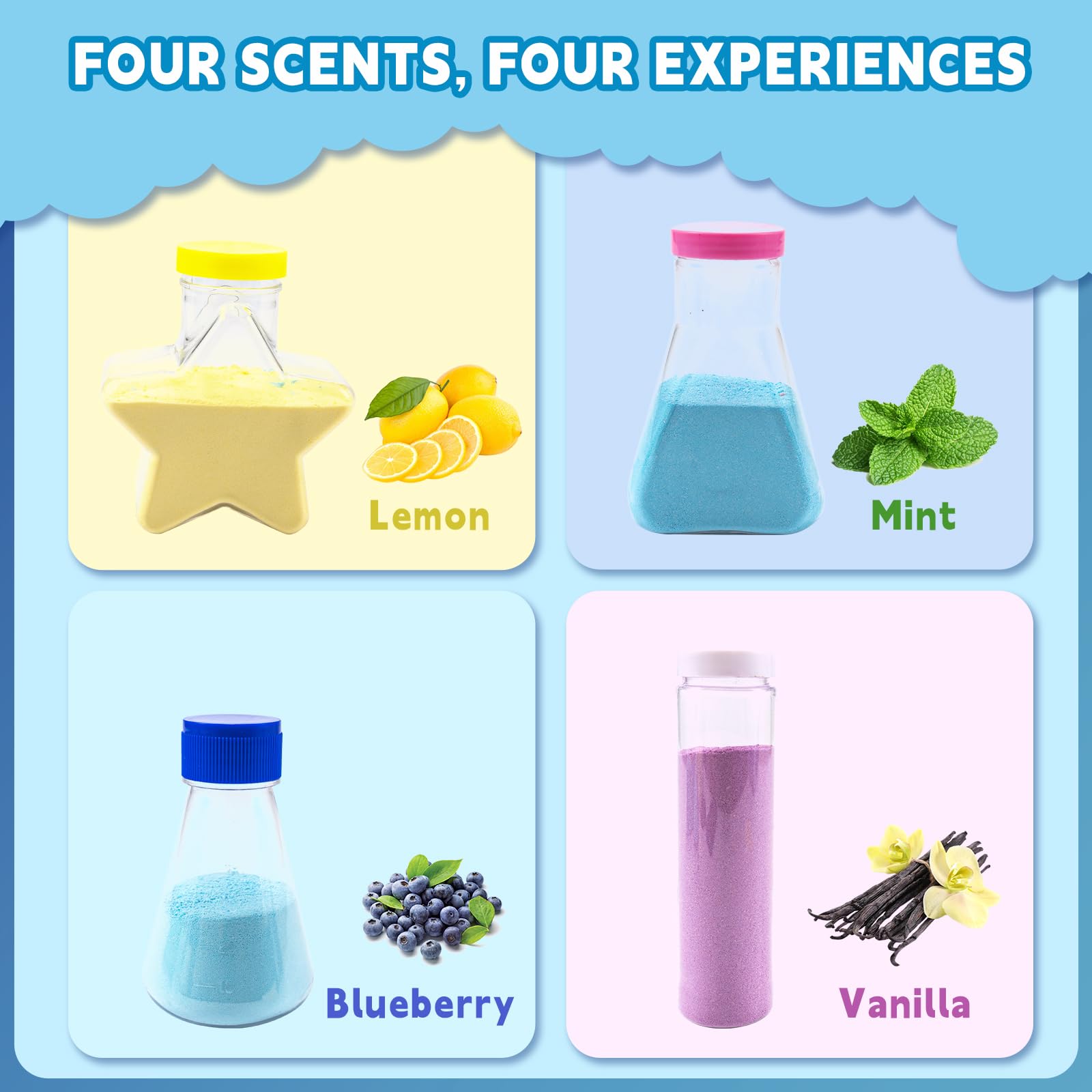 4 Pack Kids Bath Bombs with Colorful Fizz & Bubbles - Fun Educational Bath Potions for Interactive Science Play | Perfect for Birthday Gifts & Sensory Bath Time