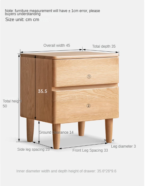 Solid Oak Wood Nightstand - Modern Bedside Table with Drawer for Bedroom, Living Room, or Guest Room - Durable & Stylish Home Furniture