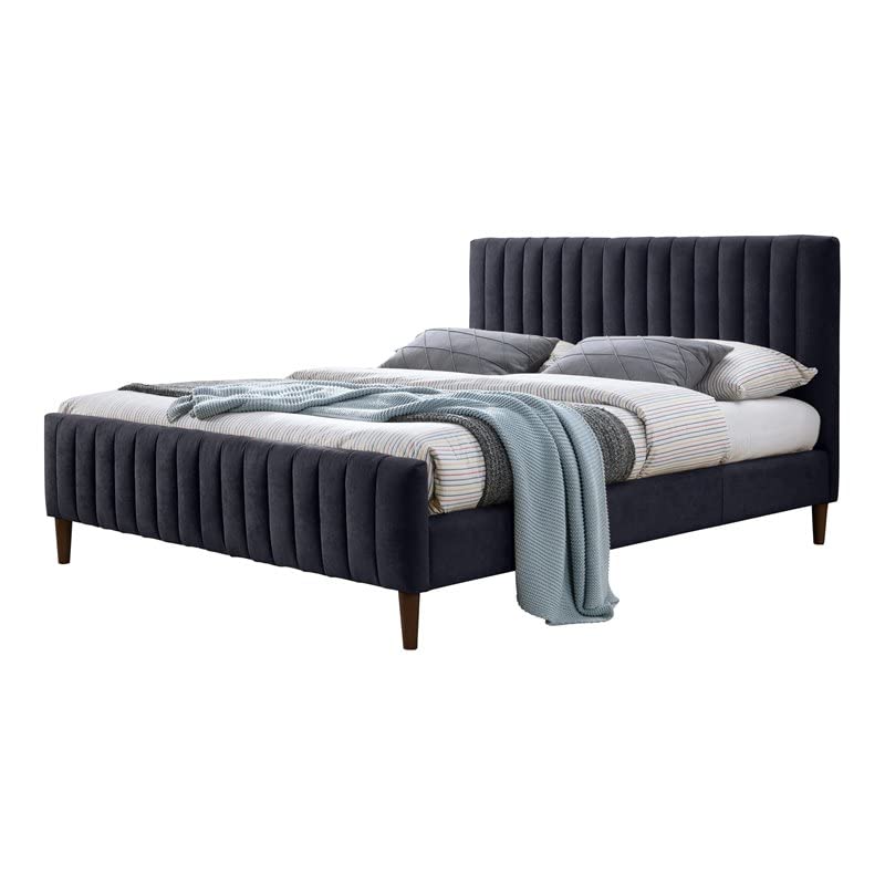 Omax Spencer Upholstered Queen Bed Frame - Blue for Bedroom Decor