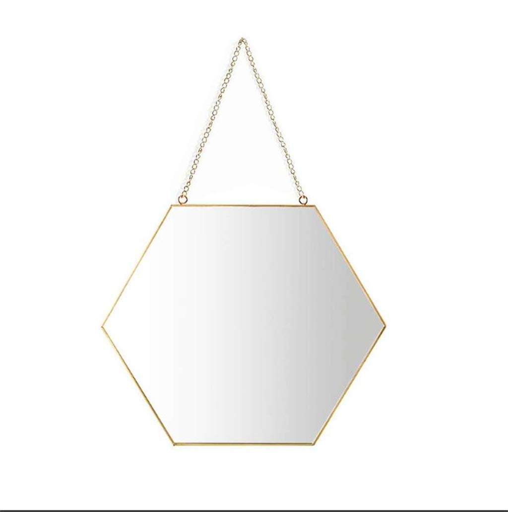 Hexagonal Gold Brass Wall Mirror - 9.4