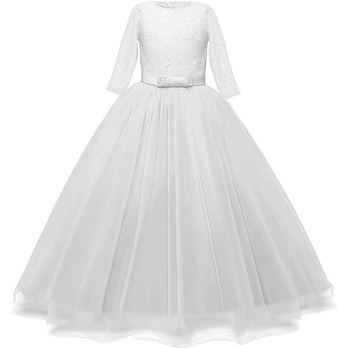 Girls Flower Party Dress - Long Princess Gown with Tulle & Lace for Wedding, Evening Formal & Pageant | Perfect for Birthday, Prom, Quinceañera & Special Occasions