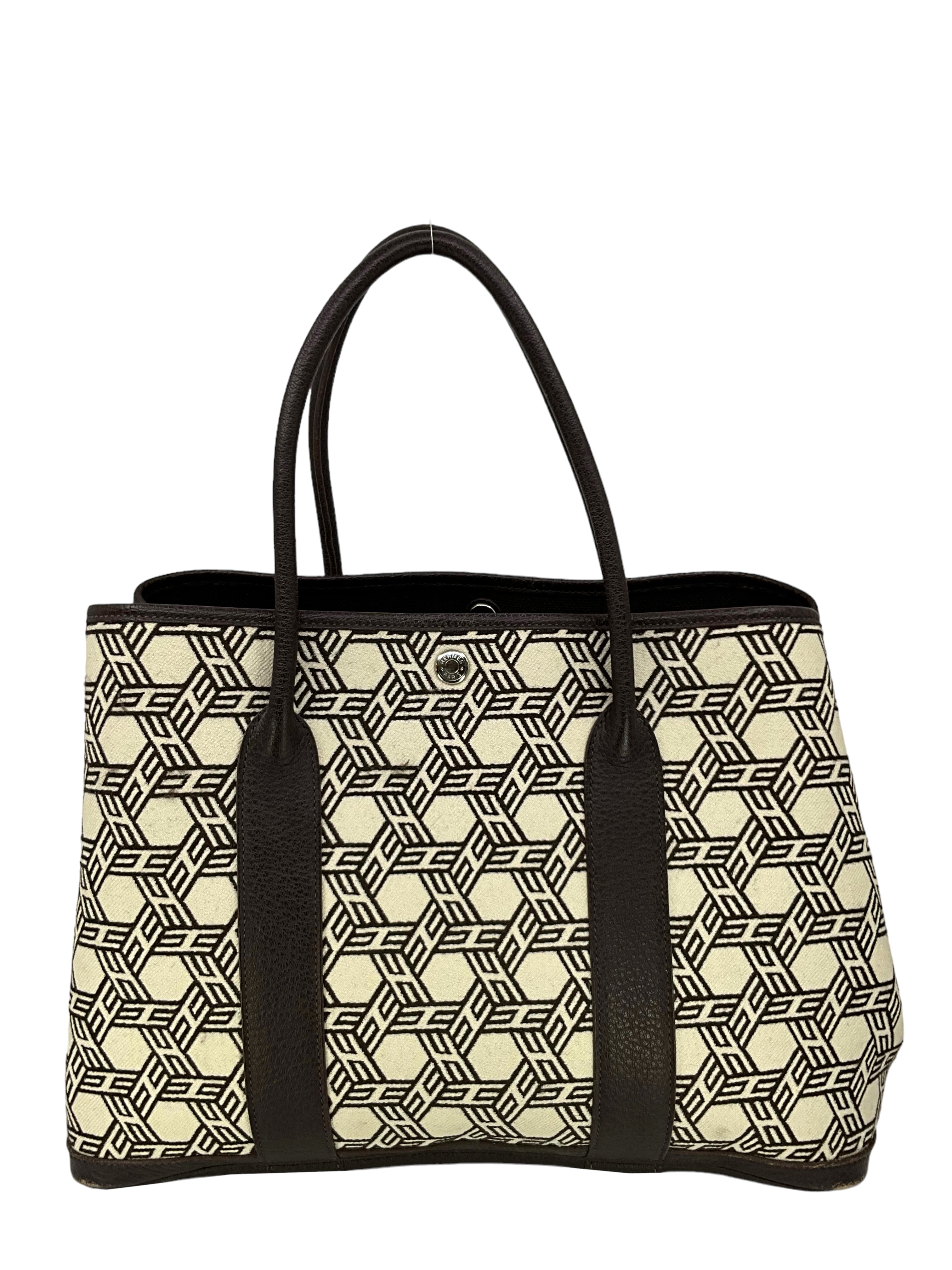 HERMES Mosaic Canvas Garden Party Tote Bag for Women - Luxury Designer Handbag for Work, Travel & Everyday Use