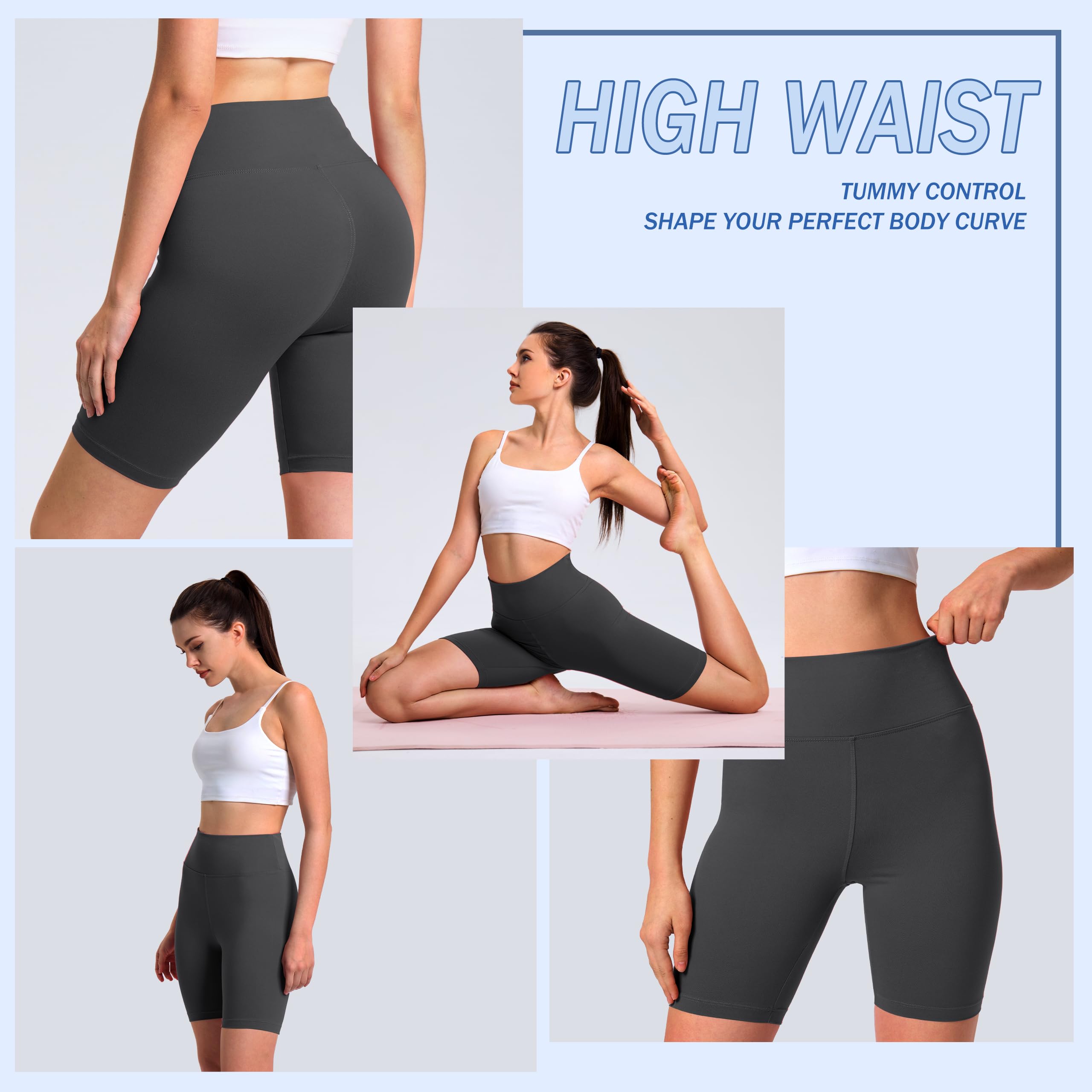 VALANDY Women's High Waisted Biker Shorts - 8