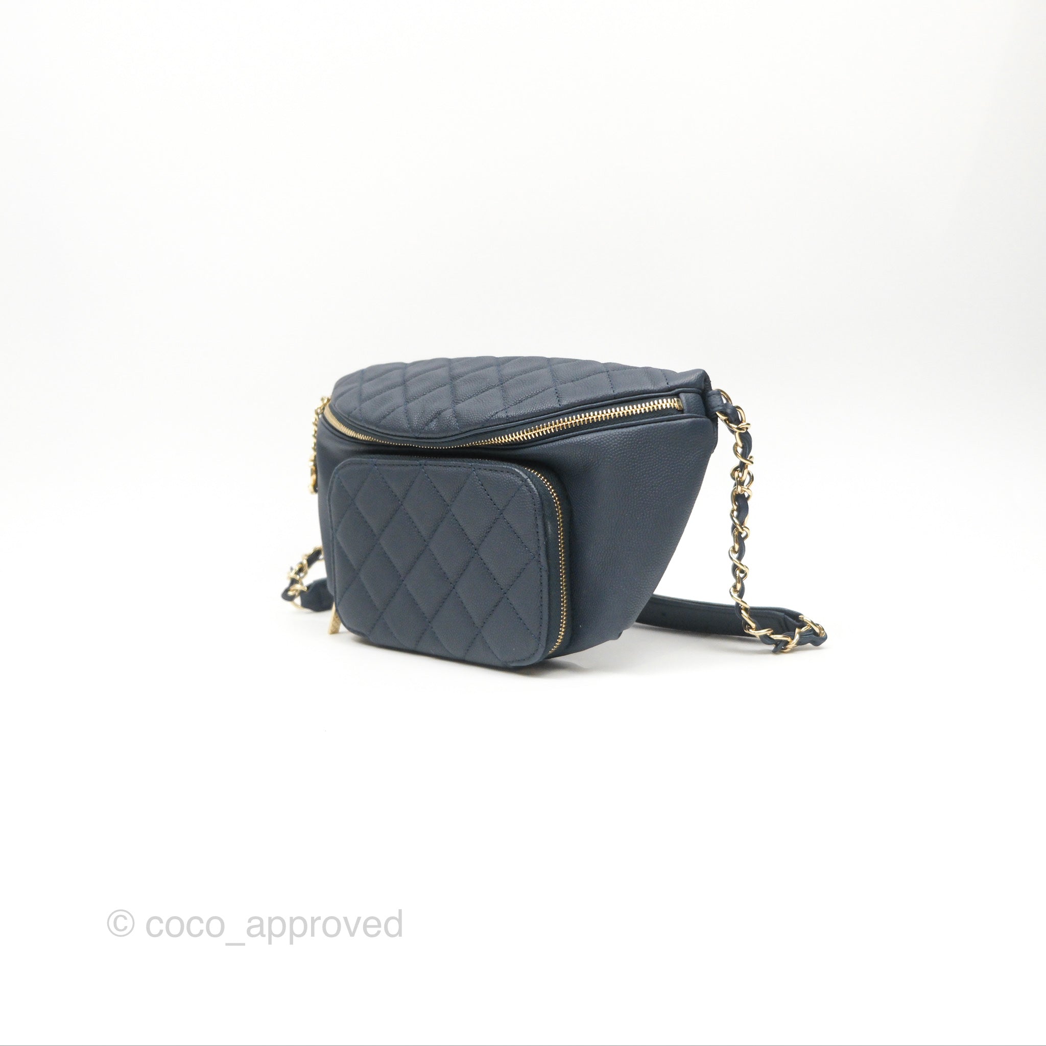 Chanel Business Affinity Waist Belt Bag in Navy Caviar Leather with Gold Hardware - Perfect for Work, Travel & Evening Events
