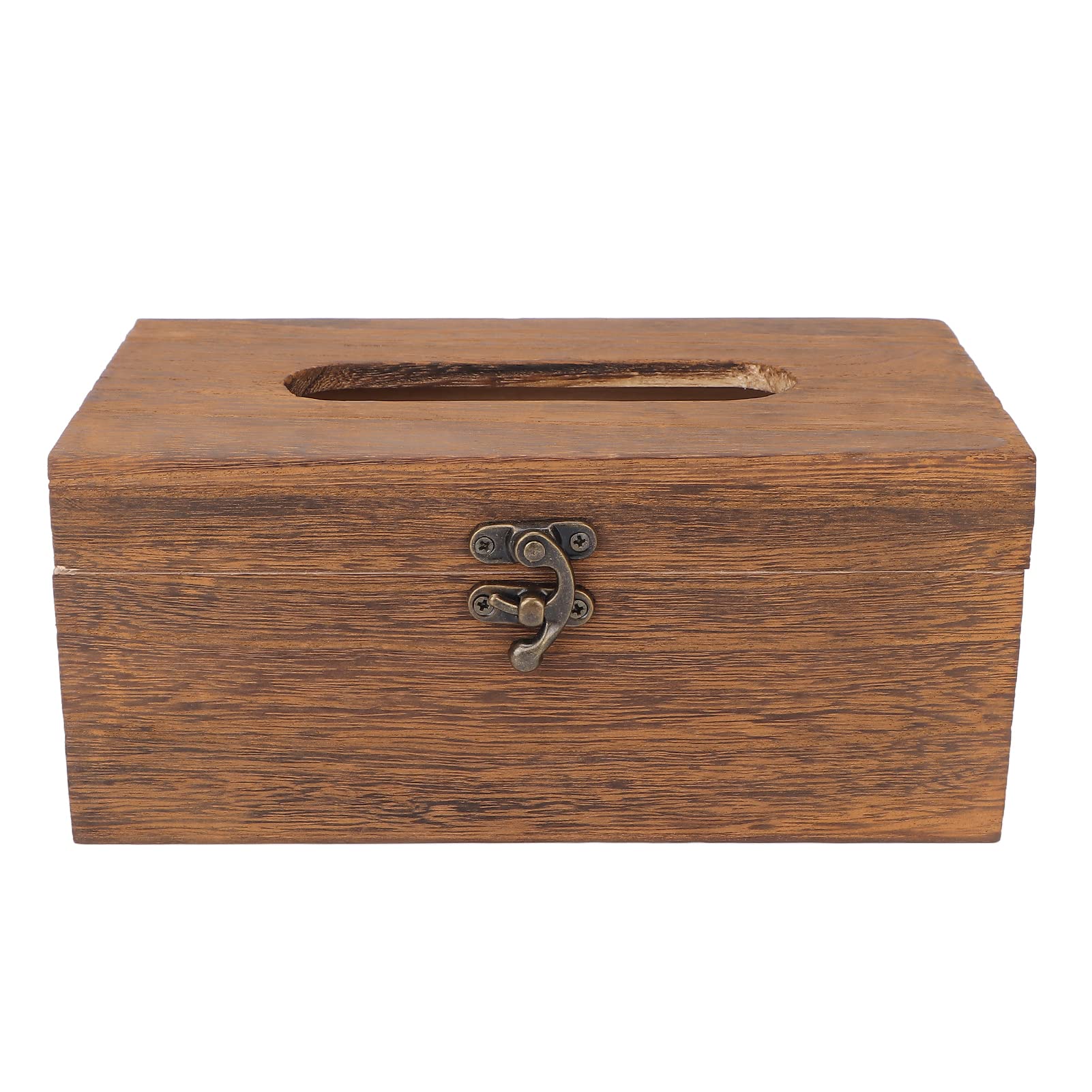 Vintage Burnt Paulownia Wood Tissue Box Holder - Retro Napkin Box for Living Room Decor, Bedroom, Office & Bathroom Storage | Handmade Decorative Home Accessory