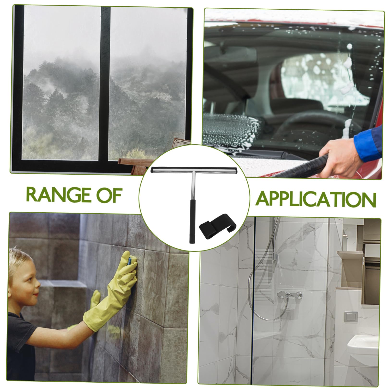 SOLUSTRE 3-Pack Glass Wiper Tool - Multifunctional Silicone Spatula for Window Cleaning, Stainless Steel Handle - Perfect for Home, Office & Car Window Cleaning