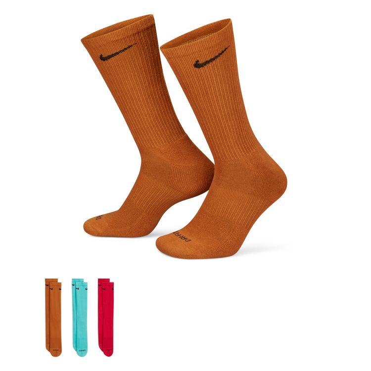 Nike Everyday Plus Cushioned Socks (3 Pack) - Multi Color Athletic Crew Socks for Men & Women - Perfect for Running, Gym, Workout & Daily Wear