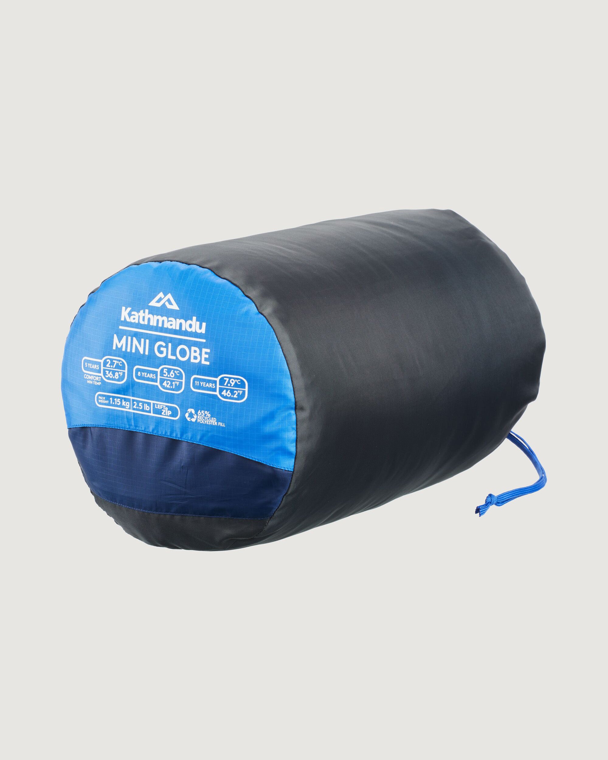 Kids' Mini Globe Sleeping Bag - Azure & Dark Blue - Perfect for Camping, Sleepovers & Indoor Adventures