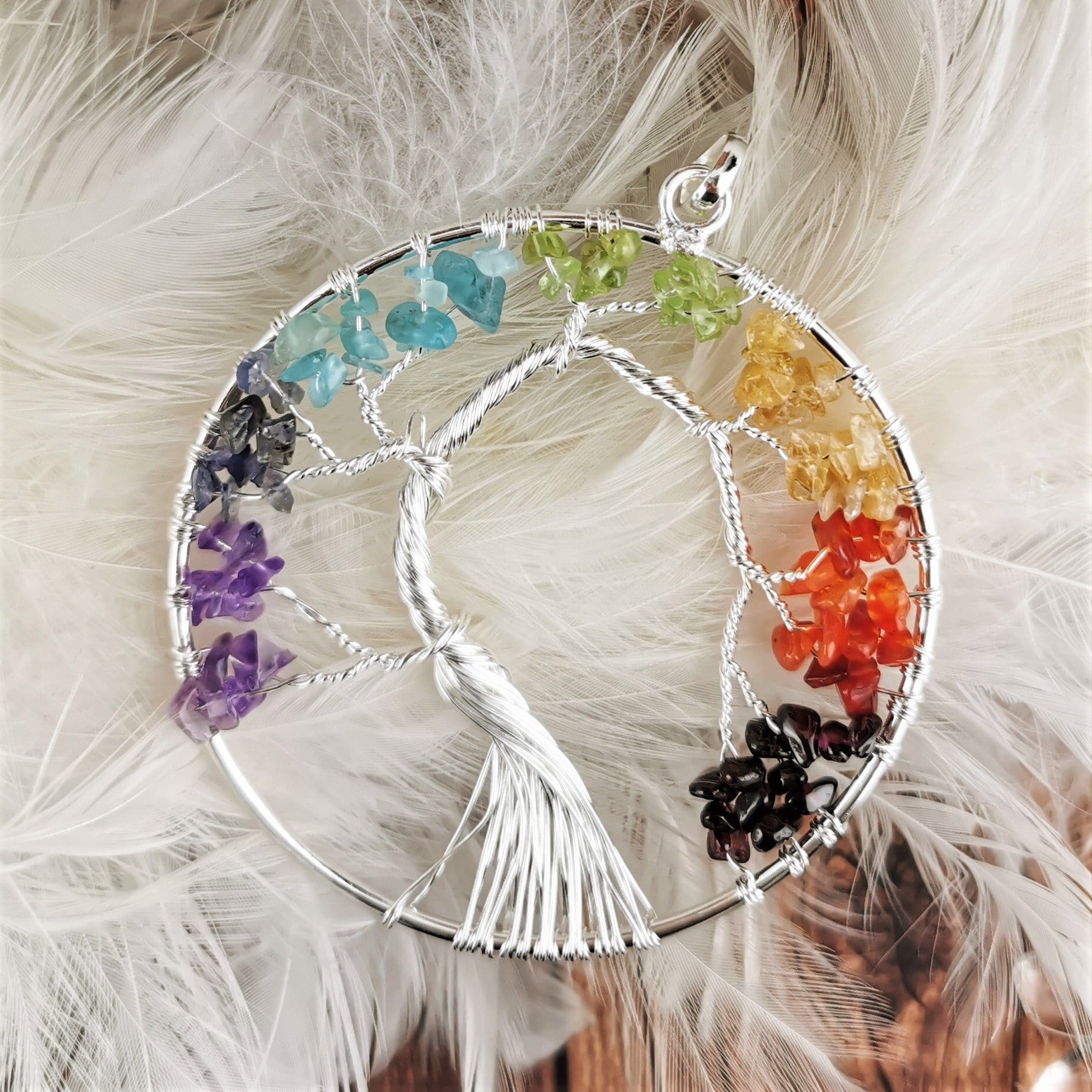 Chakra Weeping Willow Window Hanging - Handmade Boho Home Decor for Meditation Room, Yoga Studio & Bedroom - Spiritual Wind Chime for Positive Energy & Relaxation