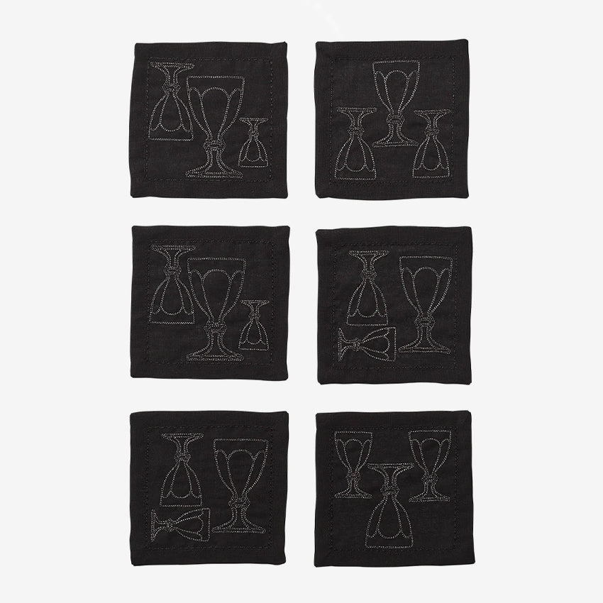 Baccarat X Kim Seybert Harcourt Cocktail Napkins - Luxury Linen Cocktail Napkins for Elegant Entertaining, Dinner Parties & Home Decor