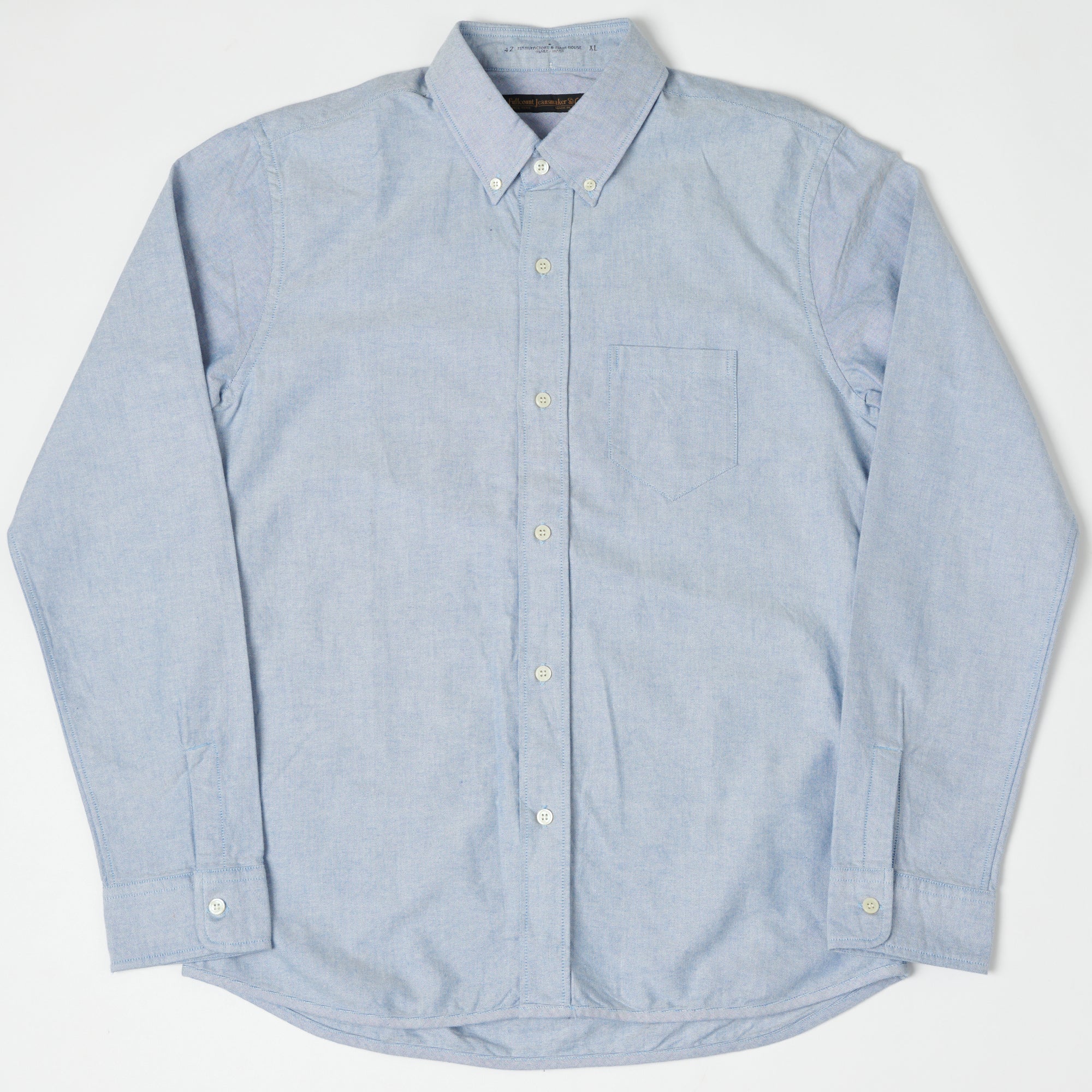 Full Count 4892 Oxford Cloth Button Down Shirt for Men - Classic Blue Casual Dress Shirt - Perfect for Office, Business Meetings & Smart Casual Outfits