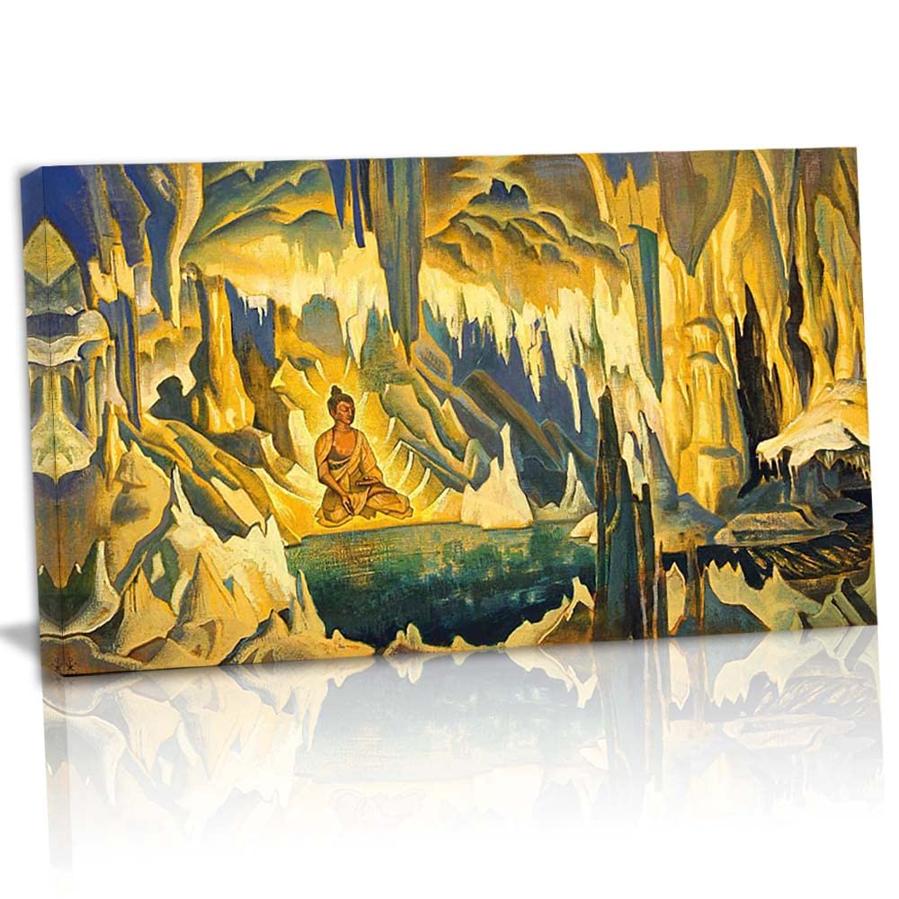 Nicholas Roerich Buddha Winner Canvas Wall Art Print - 31x50 Inch Framed Painting for Home & Office Decor - Perfect for Living Room, Bedroom & Meditation Spaces