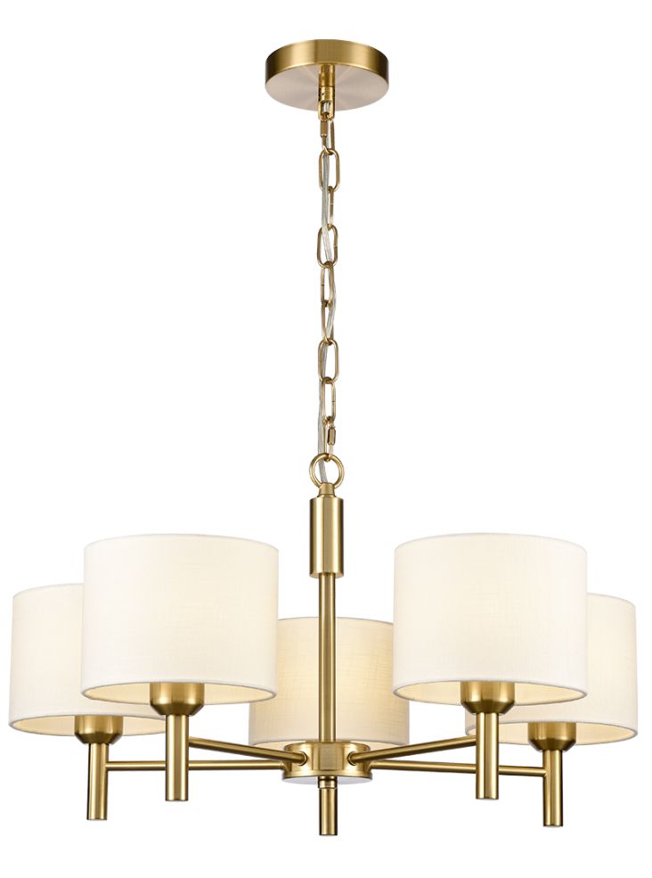 Barzini 3/5Lt Multi-Arm Pendant Semi-Flush Mount Light Fixture in Aged Brass & Cream Finish - Perfect for Dining Room, Kitchen Island, or Entryway Lighting