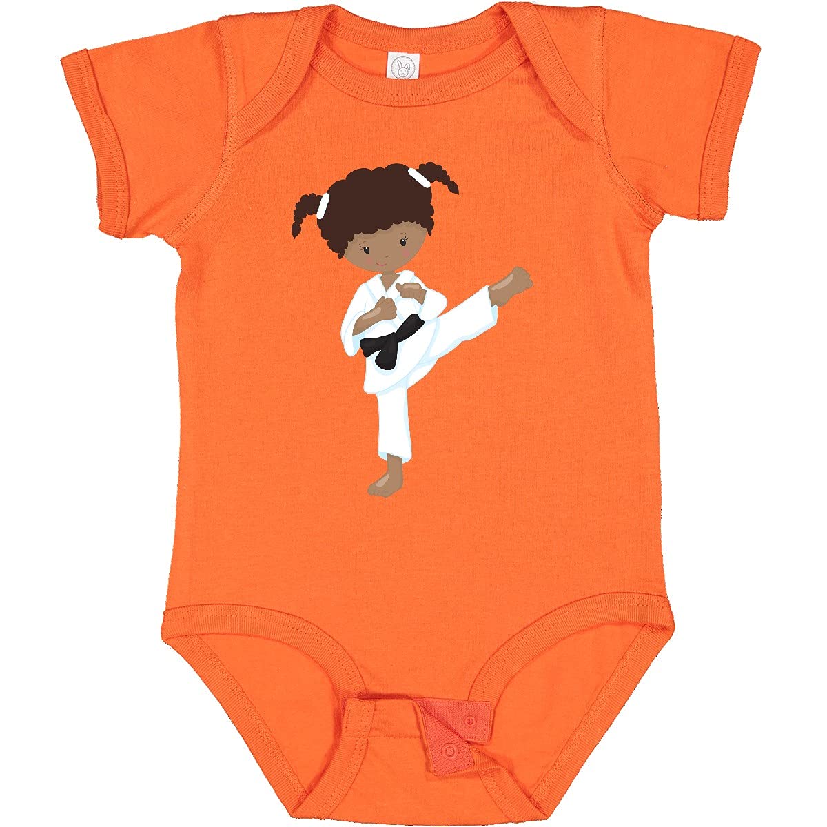 Inktastic African American Girl Karate Baby Bodysuit - Black Belt Design for Toddlers & Infants - Perfect for Martial Arts Classes, Playdates & Everyday Wear