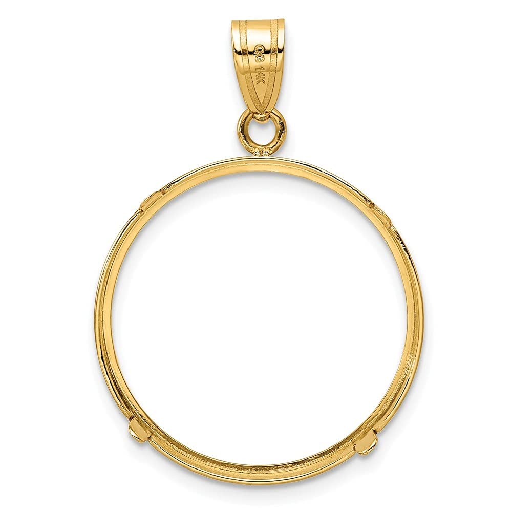 14K Solid Gold Coin Mounting Bezels - 1/4 oz American Eagle & Chinese Panda - 22mm Prong Set with Plain, Diamond-Cut & Ribbon Designs - Yellow & White Gold Jewelry for Coin Collectors & Gift Giving