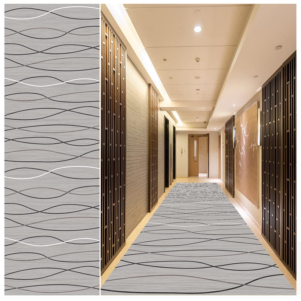 Non-Slip Washable Runner Rug 2.6' x 6' - Modern Geometric Light Grey Hallway Carpet with Rubber Backing | Stain-Resistant, Skid-Proof for Entryway, Kitchen, Bedroom | Perfect for High-Traffic Areas, Home Decor & Pet-Friendly Spaces