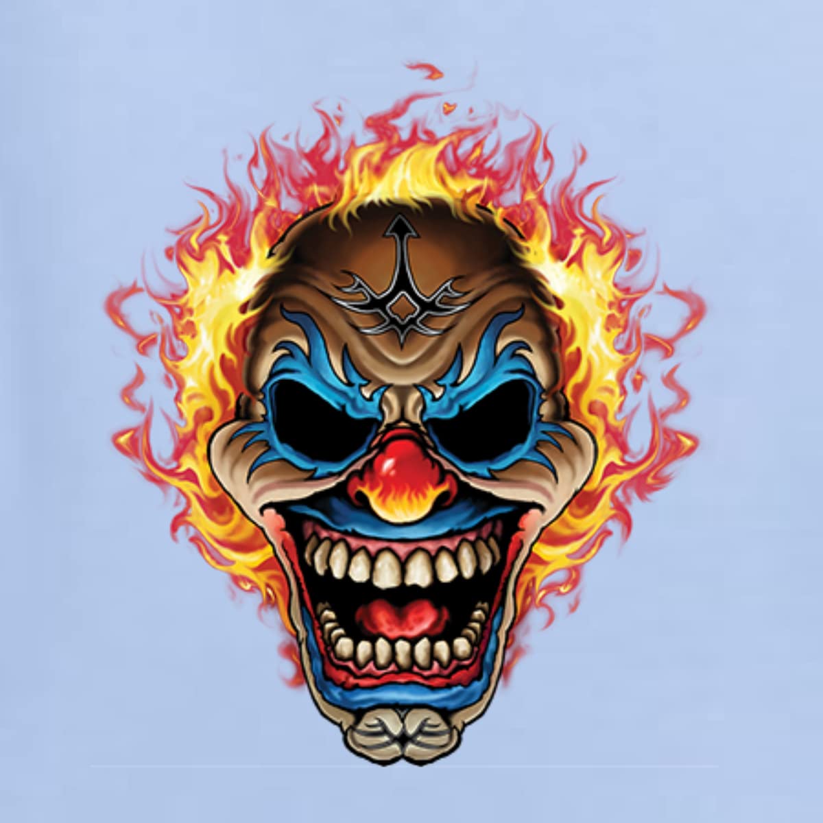 Wild Bobby Flaming Laughing Fierce Clown Graphic T-Shirt for Men - Funny Vintage Style Car & Truck Tee - Perfect for Halloween Costumes, Cosplay & Comic Conventions