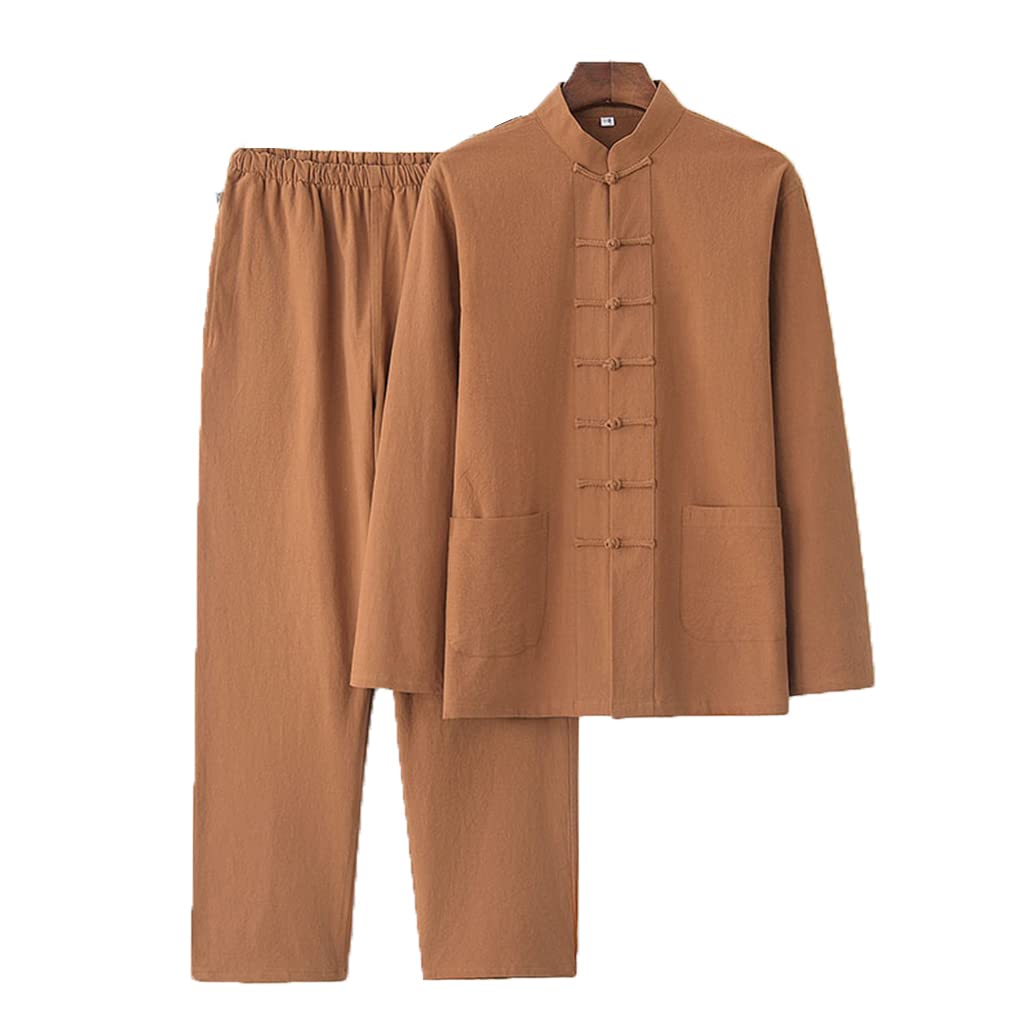 Breathable Cotton Linen Tai Chi Uniform for Men - Traditional Chinese Kung Fu Suit with Long Sleeves | Perfect for Martial Arts, Meditation & Cultural Performances