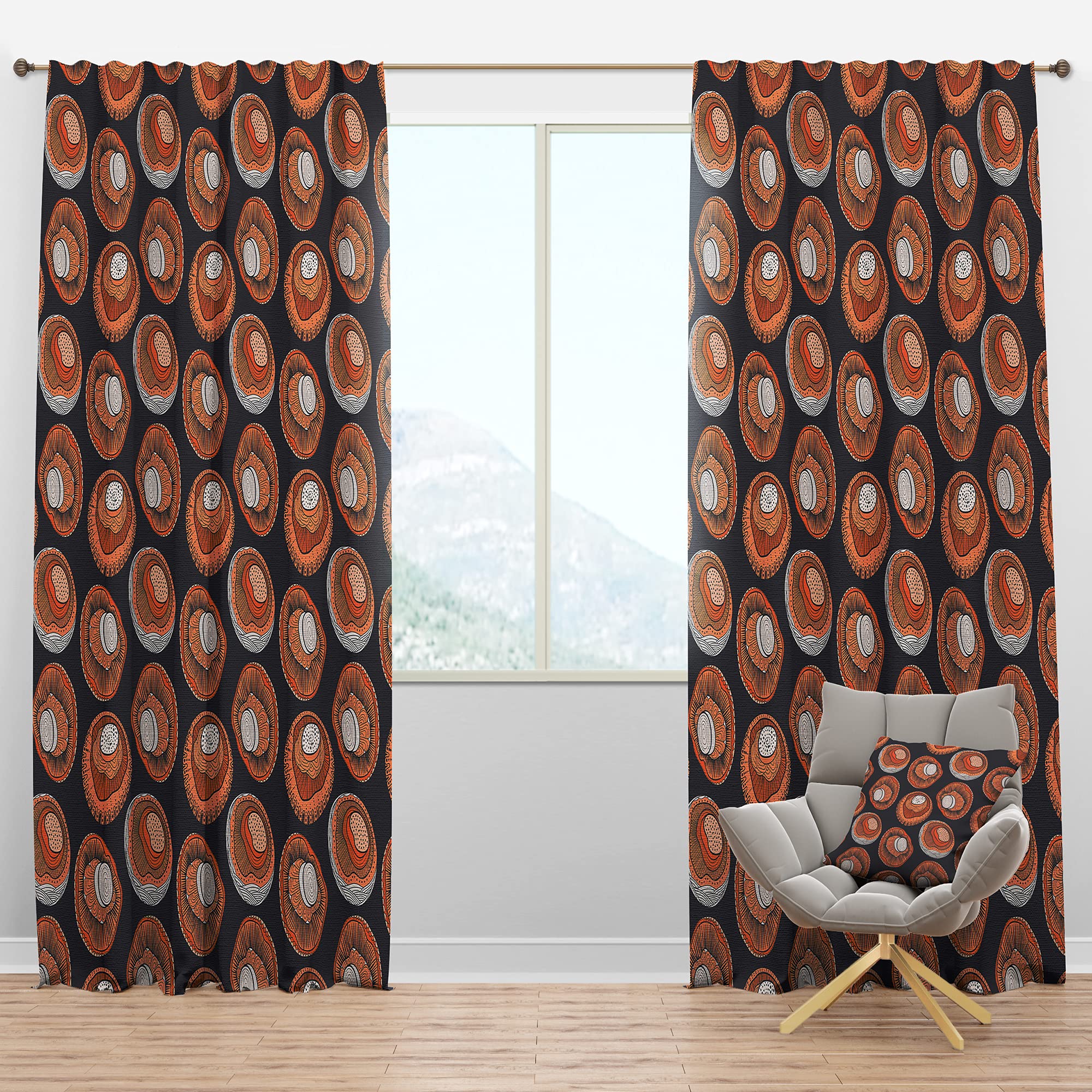 DesignQ Blackout Curtains 'Mushroom Pattern' - Thermal Insulated Room Darkening Drapes for Bedroom & Living Room - Single Panel 52x84 Inches - Perfect for Light Sleepers, Home Theater & Energy Efficiency