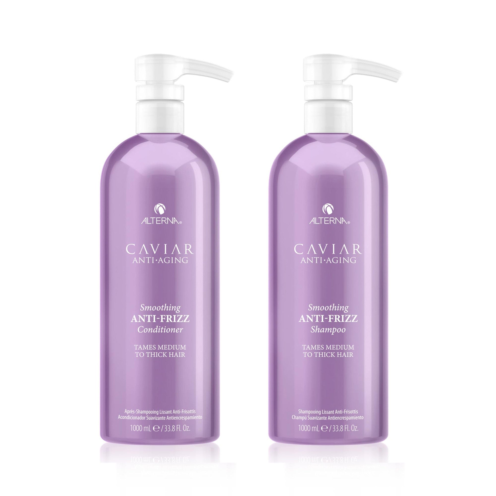 Alterna Caviar Smoothing Anti-Frizz Shampoo & Conditioner Set - 33oz Luxury Hair Care Duo for Frizzy & Damaged Hair ($162 Value) | Salon-Quality Smoothing Treatment for Daily Use & Special Occasions