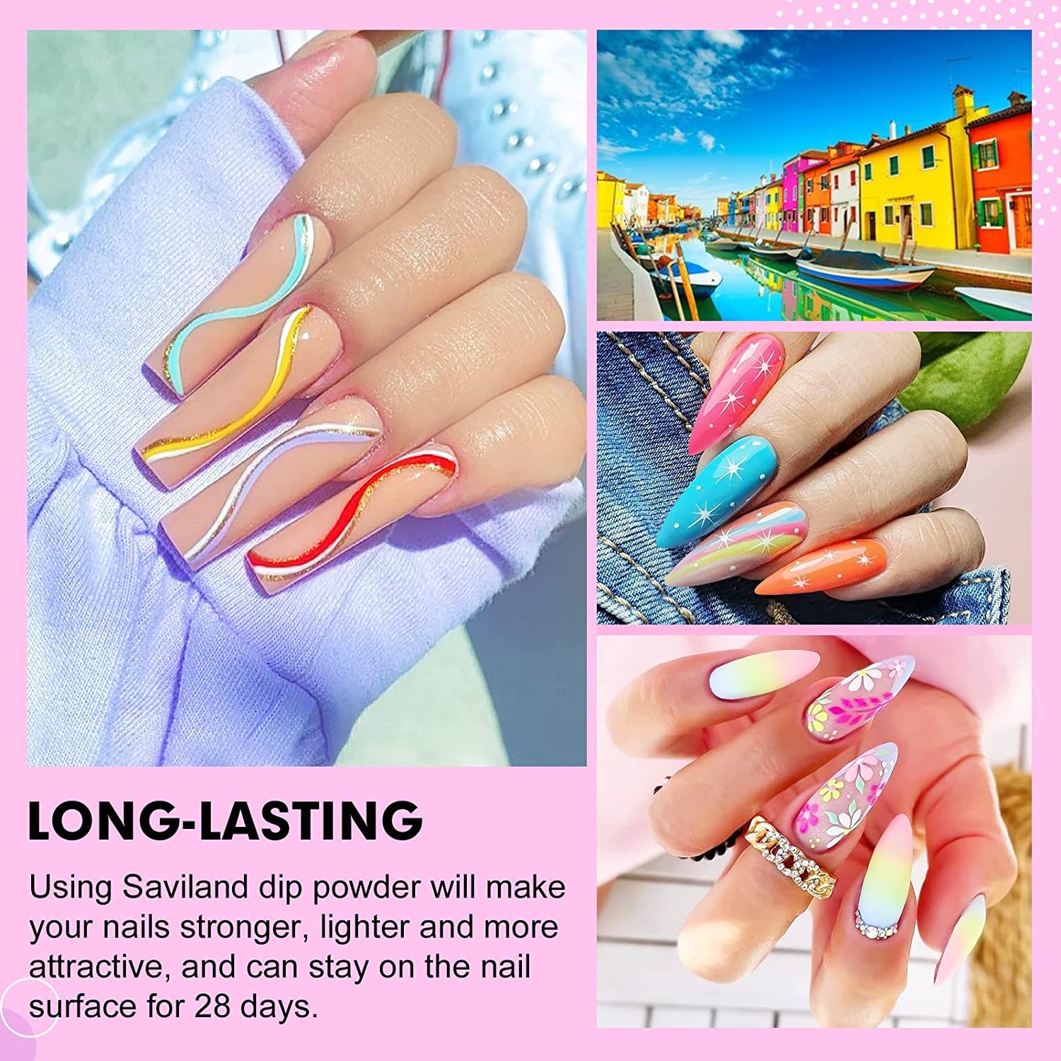 SAVILAND 36 Colors Dip Powder Set - Quick-Drying Glitter Nail Kit for DIY Salon & Home Use