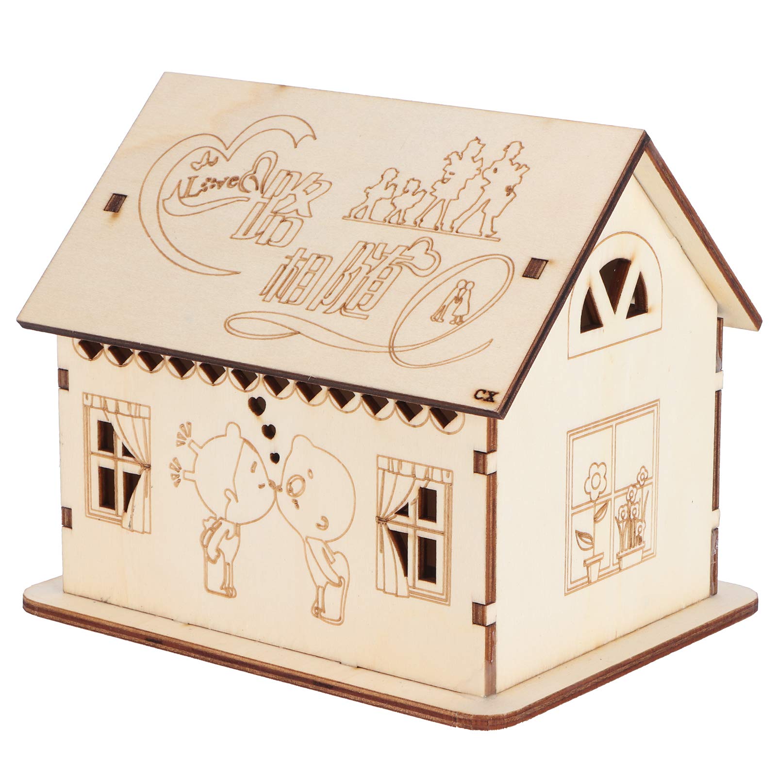 Japanese Wooden House-Shaped Money Saving Box with LED Light - Handcrafted Home Decor Ornament for Living Room, Bedroom & Office Desk Accessories