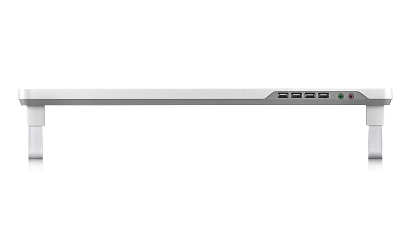 F1 Monitor Stand with 4-Port USB 2.0 Hub & Audio/Mic Ports - Space-Saving Grey Desktop Organizer for Home & Office Workstations