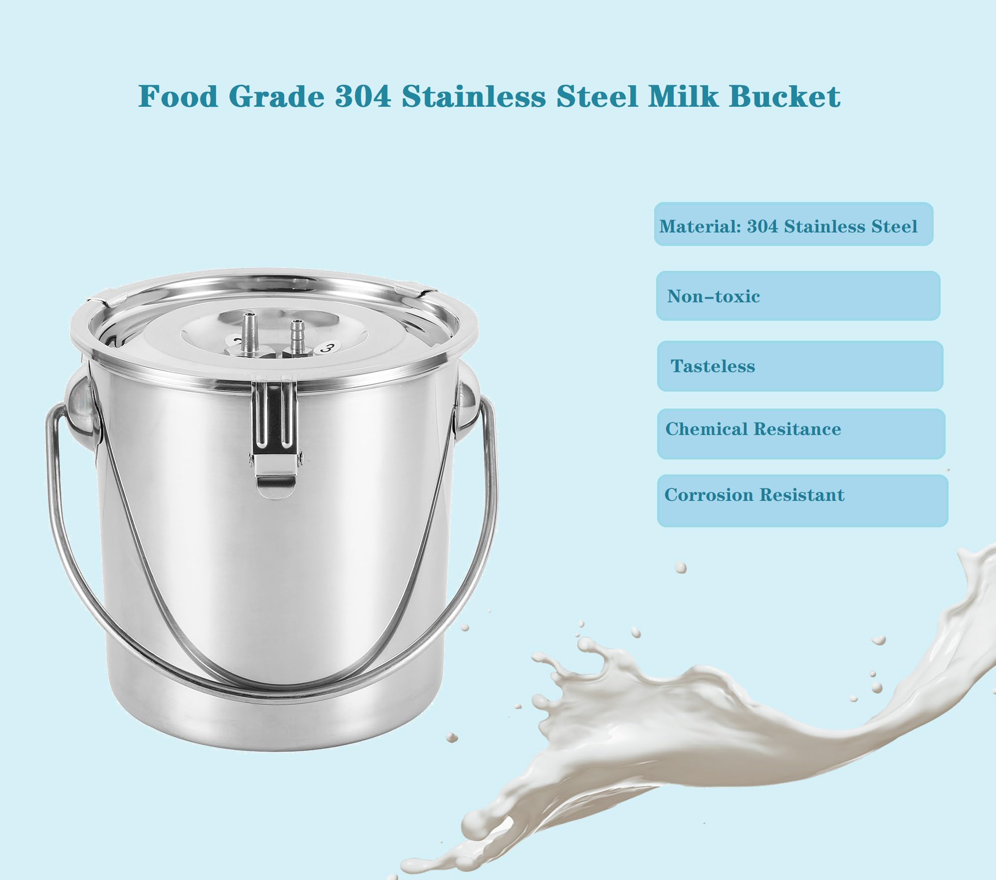Lyfreen 3L Electric Goat Milking Machine with Auto Stop & Adjustable Speed - Stainless Steel Bucket, Pulsating Pump, Check Valve & Cleaning Brush - Perfect for Small Farms, Homesteads & Dairy Goat Owners