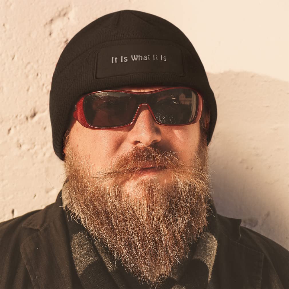 Acrylic Skull Cap Beanie for Men & Women - Warm Winter Hat with 'It Is What It Is' Design - Perfect for Cold Weather, Outdoor Activities & Casual Wear
