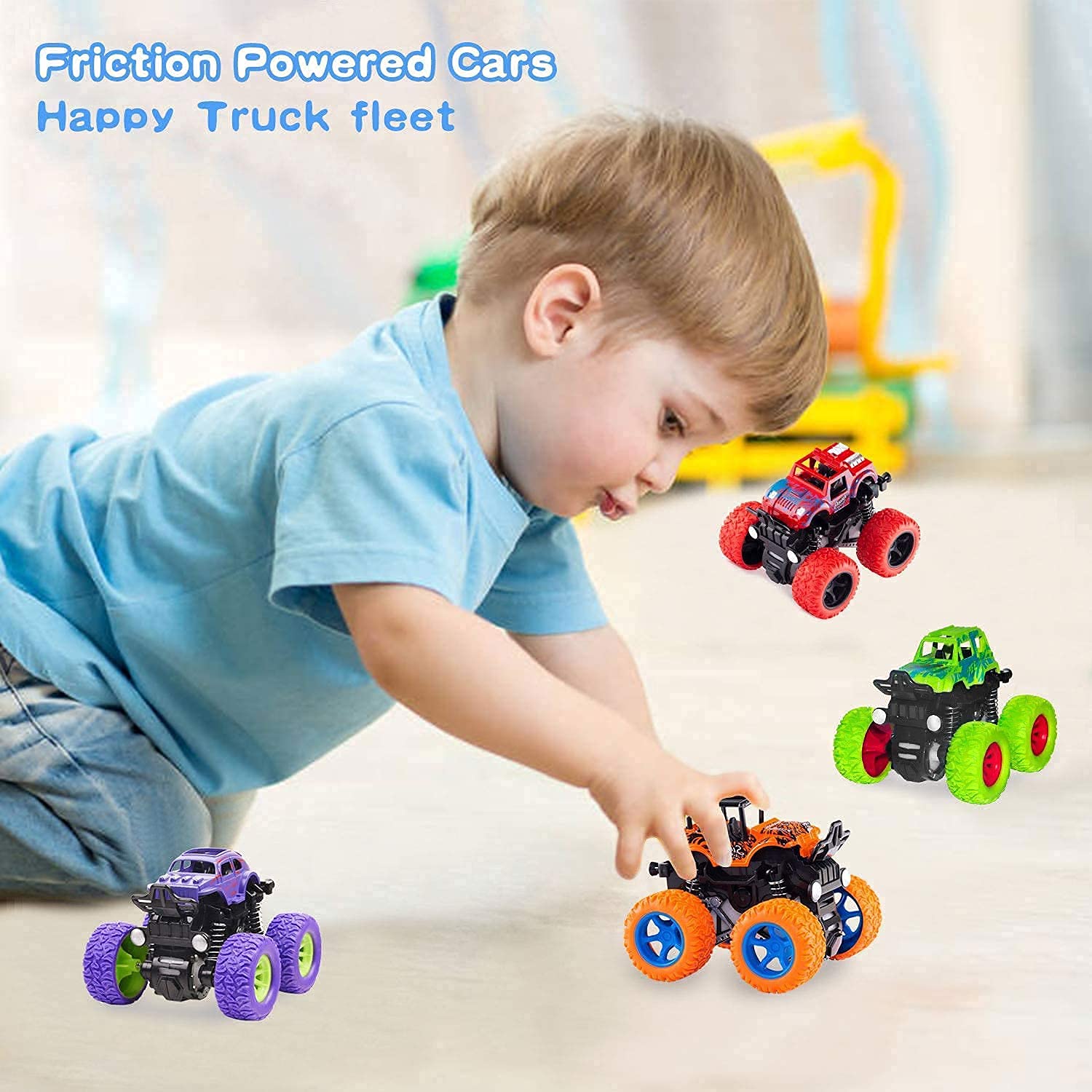 KYNA Friction Powered Push and Go Monster Truck Toy for Kids - Fun Ride-On Vehicle for Boys & Girls Ages 3-8 - Great Birthday Gift Idea (Pack of 1) - Perfect for Indoor Play, Outdoor Adventures & Pretend Racing Games