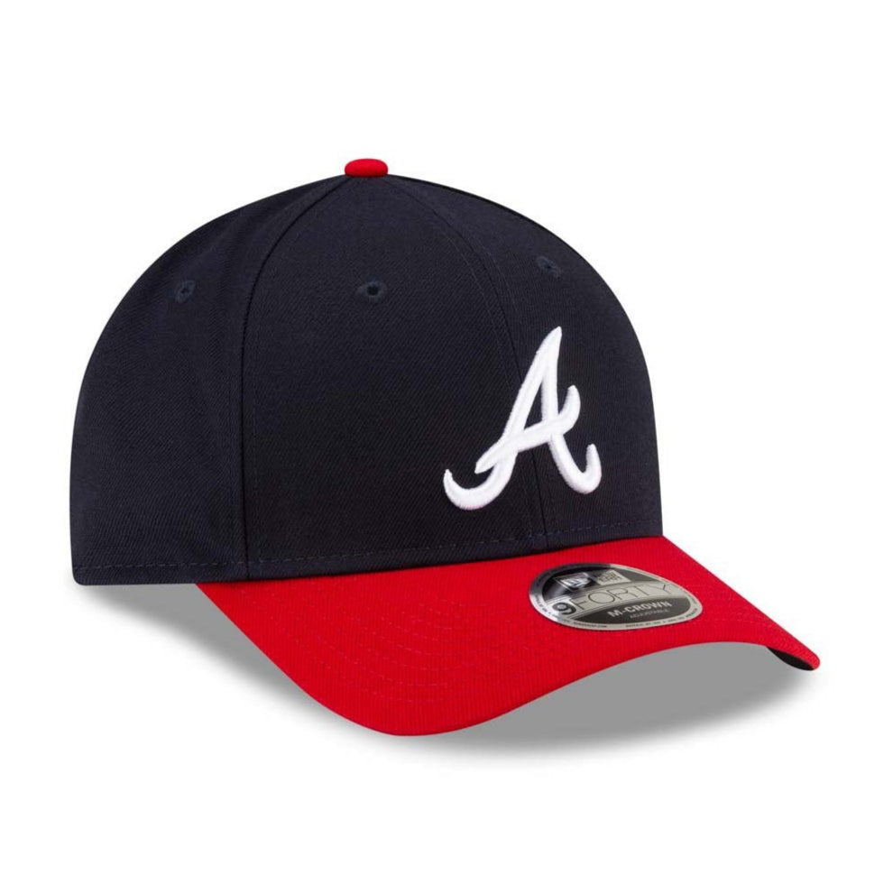 New Era 9Forty M Crown Atlanta Braves Snapback Baseball Cap - Navy & Red Adjustable Hat for Men & Women - Perfect for Games, Fan Gear & Streetwear Fashion
