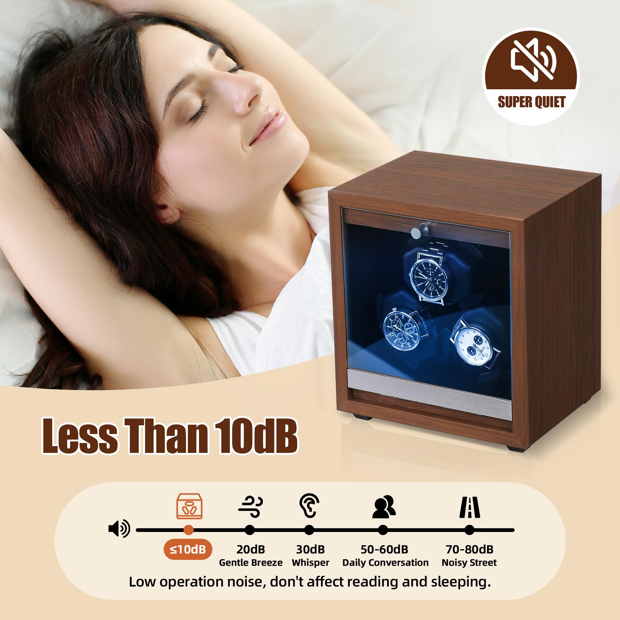 Premium Wooden Watch Winder - Quiet Japanese Motor, 4 Modes for Automatic Watches | Perfect for Home & Office Display