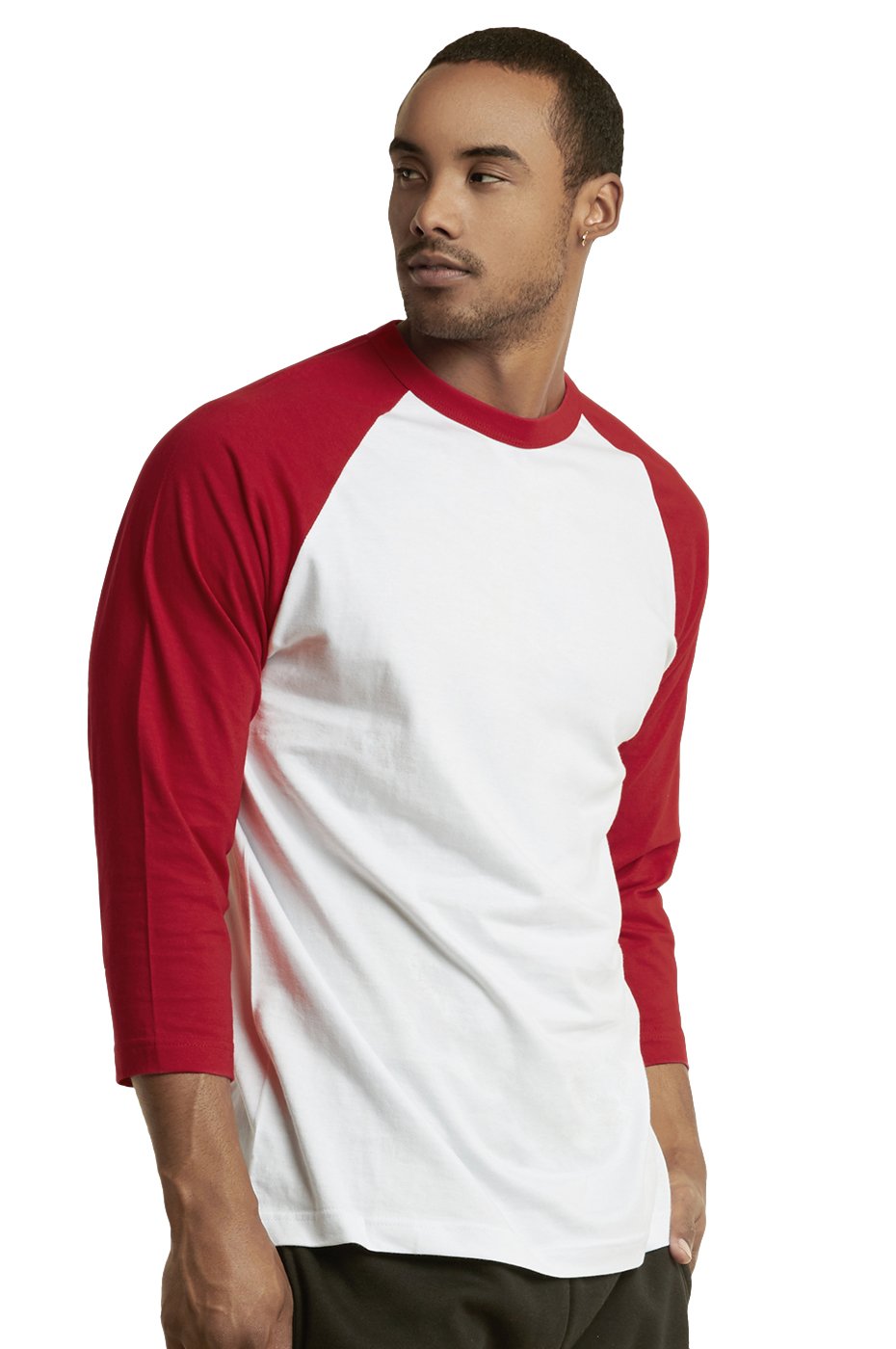 DailyWear Men's Casual 3/4 Sleeve Plain Baseball Cotton T-Shirts - Breathable & Comfortable (Red/White, X-Large) for Sports, Outdoors & Everyday Wear