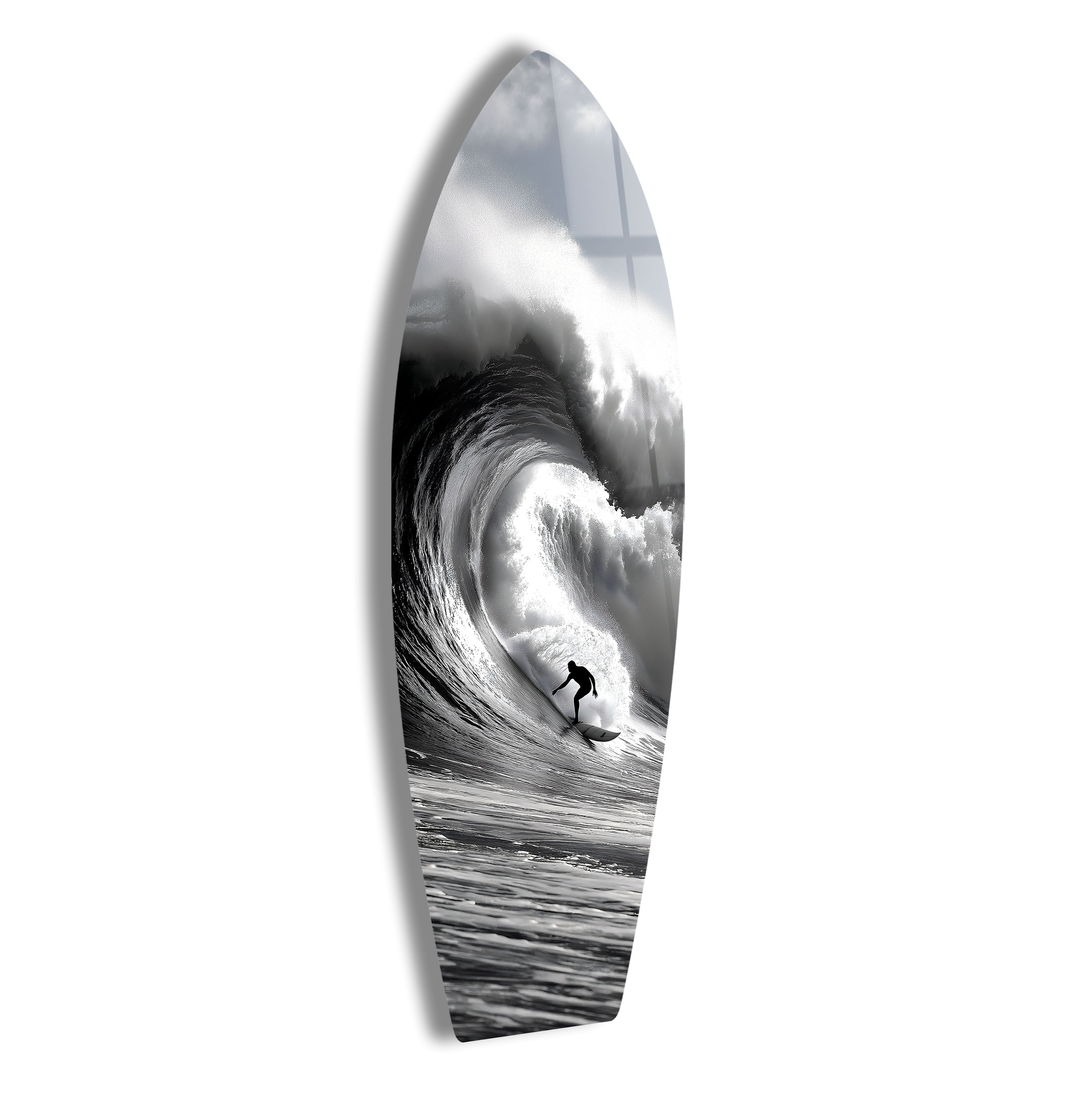 Black and White Surfboard Wall Art - Coastal Decor for Beach House, Surf Shop & Ocean-Themed Rooms - Perfect for Living Room, Bedroom or Office