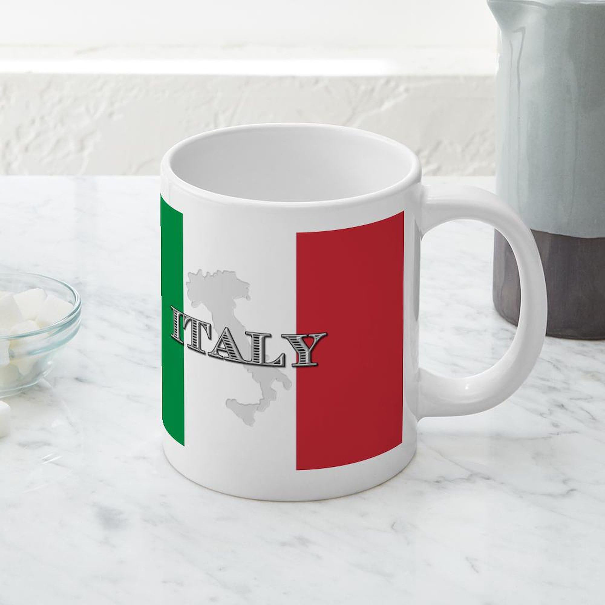 Italian Flag Extra Large 20 oz Ceramic Coffee Mug - Perfect for Home, Office & Gifts - Durable Mega Cup for Hot & Cold Beverages