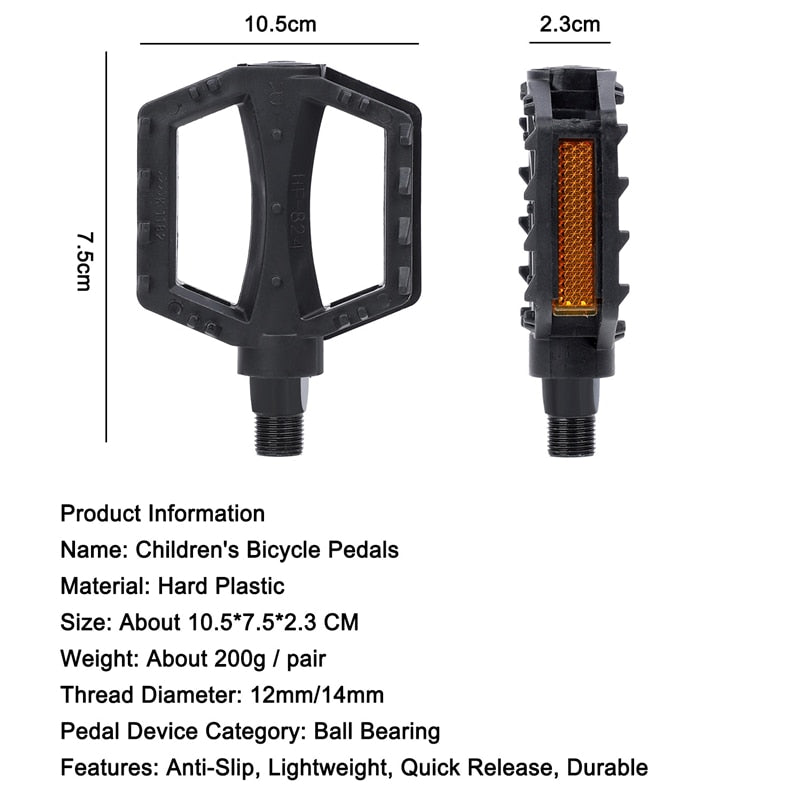 Ultralight Anti-Slip Kids Bike Pedals - 9/16 & 1/2 Inch Ball Bearing Bicycle Pedals for Children's Cycling | Durable Bike Accessories for Safe Riding on Roads & Trails