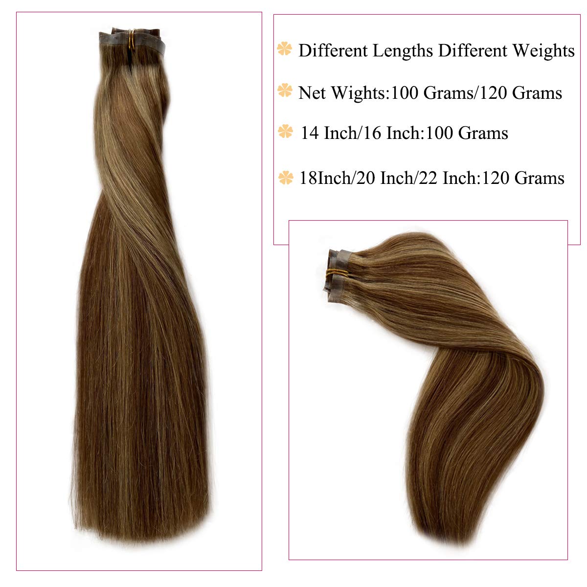Ubetta 7-Piece Clip-In Human Hair Extensions - 14