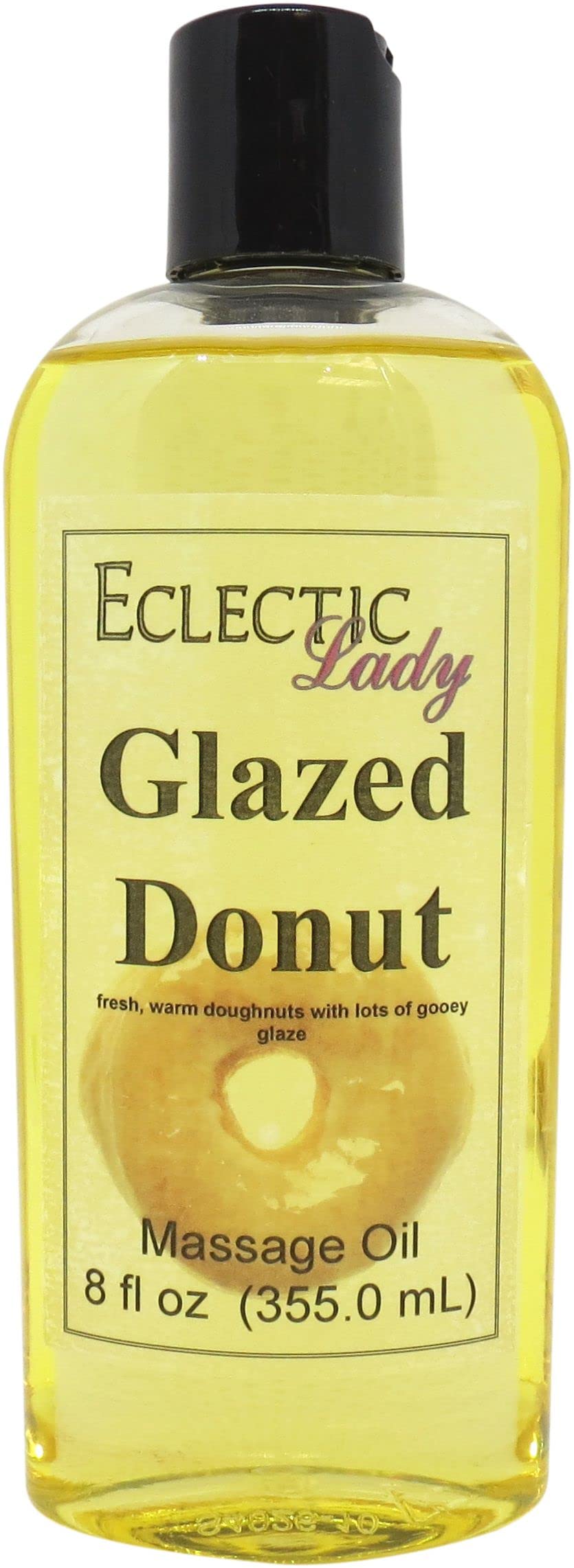 Glazed Donut Massage Oil - 8 oz Sweet Almond & Jojoba Oil Blend | Preservative-Free Aromatherapy Oil for Relaxation | Perfect for Couples Massage, Spa Nights & Stress Relief
