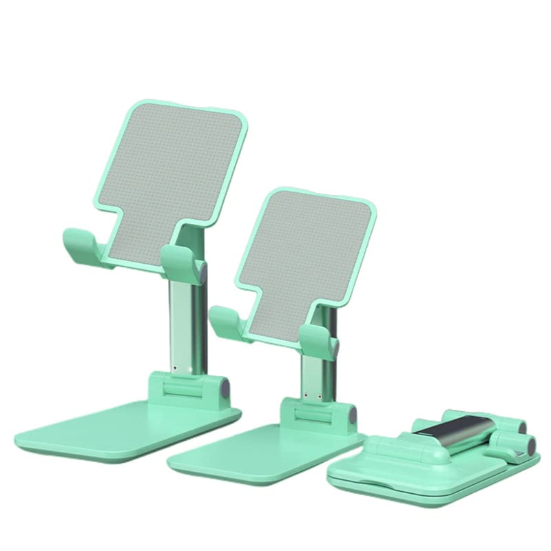 Adjustable Aluminum Phone Stand for Desk - Universal Case-Friendly Holder Compatible with iPhone, iPad, Kindle & Tablets (Green) - Perfect for Home Office, Video Calls & Hands-Free Viewing