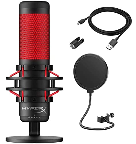 HyperX Quadcast USB Condenser Gaming Microphone with Pop Filter - Professional Streaming Mic for Twitch, YouTube & Podcasting - Perfect for Gamers, Content Creators & Home Studios