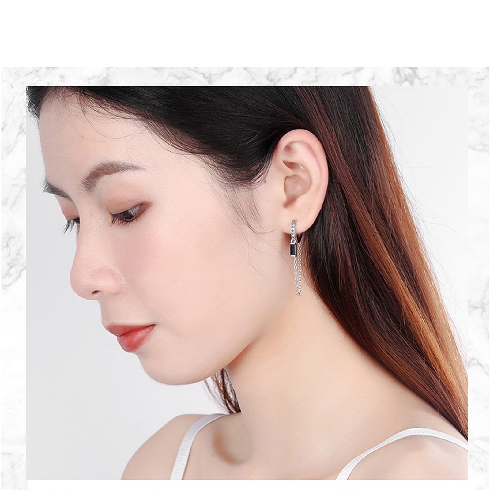 Stylish Chain Hoop Earrings for Women - Trendy Tassel Chain Huggie Hoops with Double Drop Dangle Design | Perfect for Parties, Date Nights & Everyday Wear