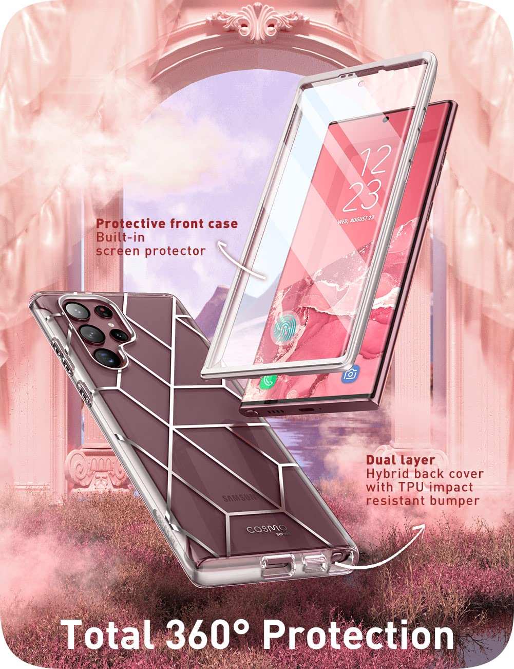 i-Blason Glitter Case for Samsung Galaxy S22 Ultra (6.8 Inch) 5G - Shockproof Bumper Case with 360° Protection & Built-in Screen Protector | Glossy Sparkle Cover [Cosmo] | Perfect for Everyday Use, Travel & Outdoor Activities (2022 Edition)