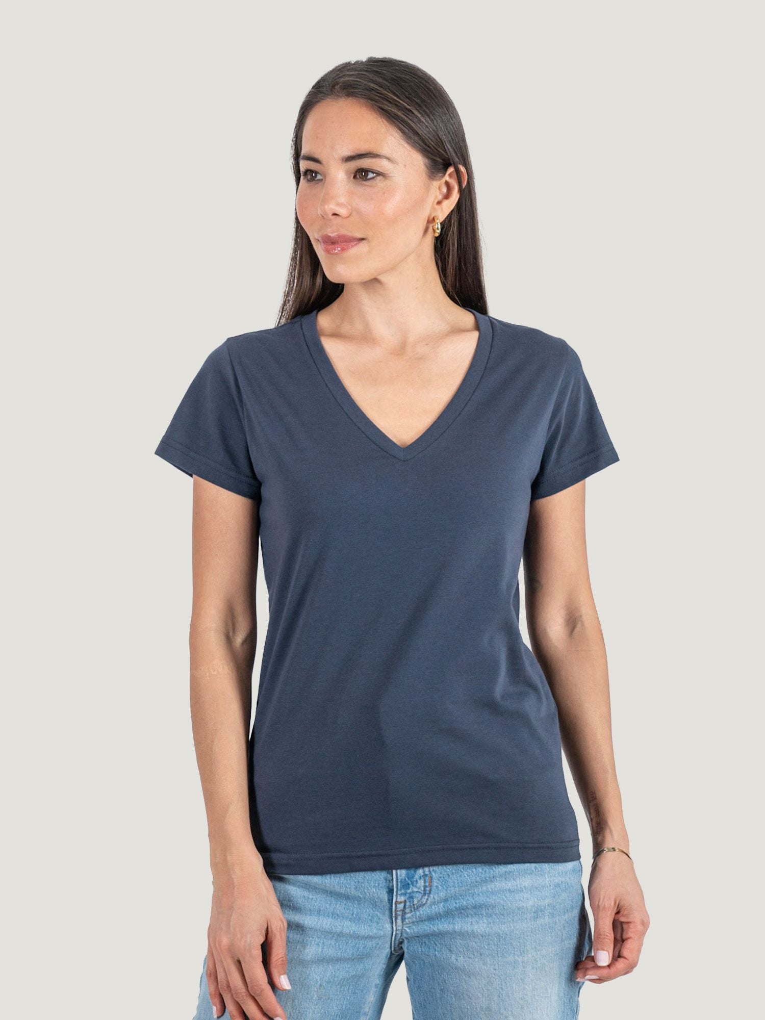 Women's Odyssey Blue V-Neck T-Shirt (1st Generation) - Soft Cotton Casual Top for Everyday Wear - Perfect for Work, Weekend & Layering