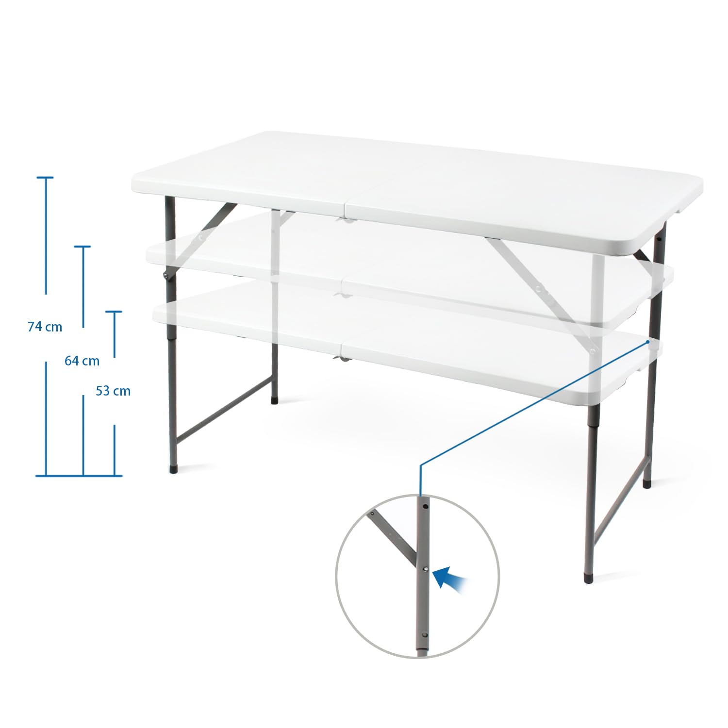 Todeco Folding Camping Table - Portable & Adjustable Height Picnic Table for Outdoor, Camping, Beach, BBQ - Lightweight Durable Utility Table for Travel, Tailgating, and Backyard Parties