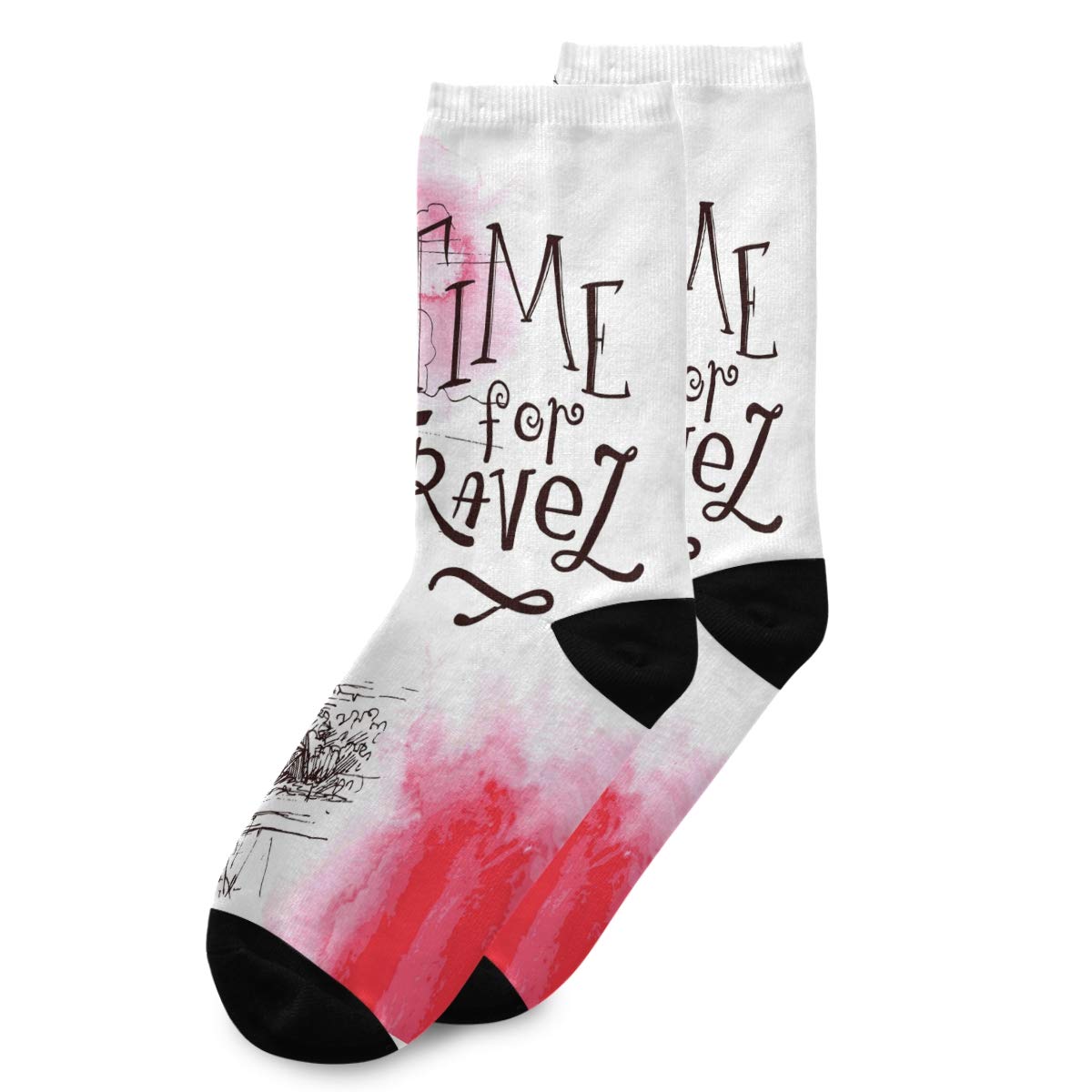 ALAZA Unisex Casual Crew Socks with Paris Eiffel Tower Design & Inspirational Quote - Novelty Socks for Women & Men - Perfect for Travel, Gifts & Everyday Comfort